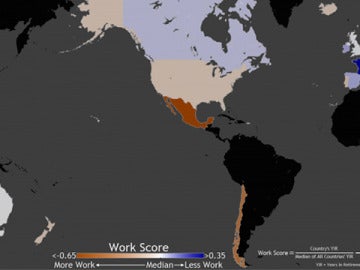 Clasificación de los países en función de las horas de trabajo