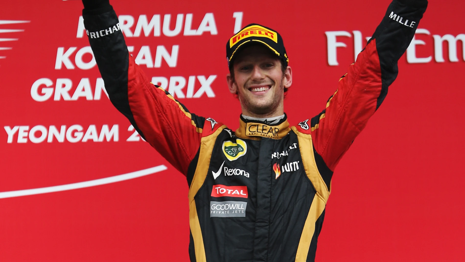 Grosjean, en el podio de Corea