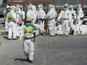 Trabajadores en las central de Fukushima Trabajadores en las central de Fukushima