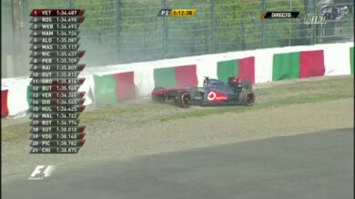 Sergio Pérez se estrella contra el muro de Suzuka