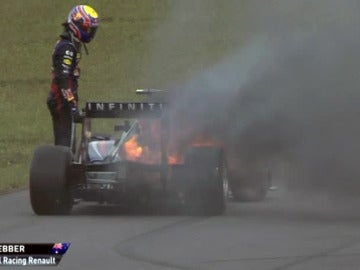 Incendio en el coche de Webber