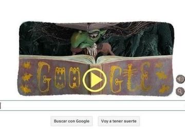 Google celebra Halloween con un doodle en elqe una bruja cocina pócimas mágicas