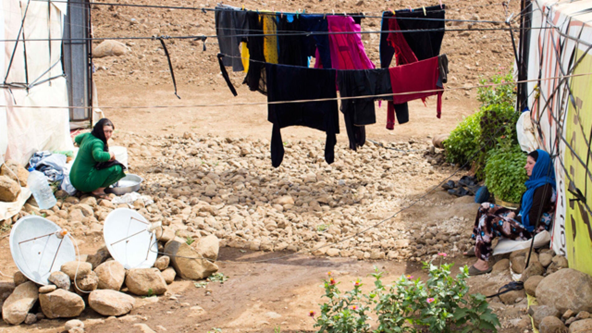 Refugiados sirios hacinados en el sur de L&iacute;bano.