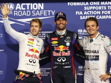 Webber, Vettel y Rosberg tras la clasificación