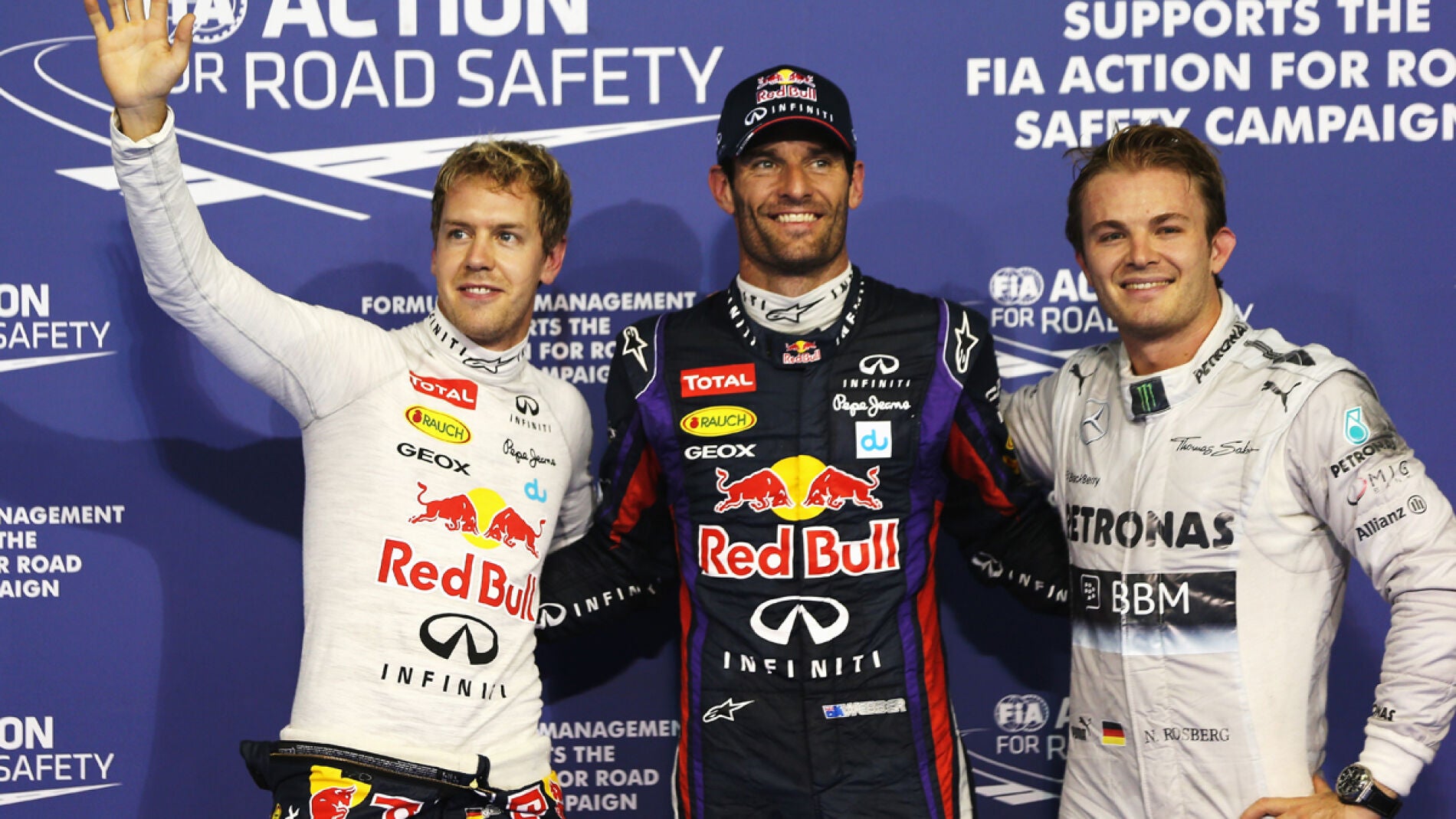 Webber, Vettel y Rosberg tras la clasificaci&oacute;n