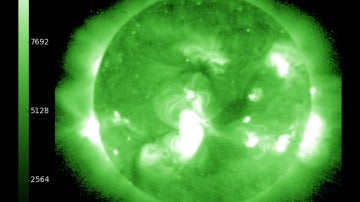 última imágen de rayos x del Sol tomada por la NASA el 8 de octubre