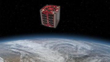 Recreación del satélite en órbita diseñado por estudiantes