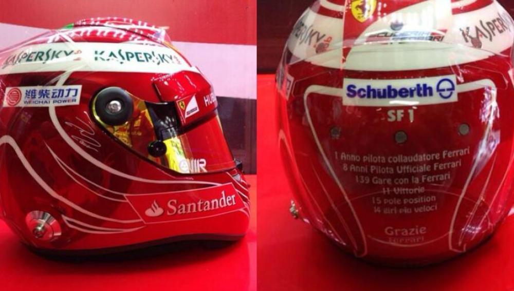 El casco de la despedida de Massa en Brasil