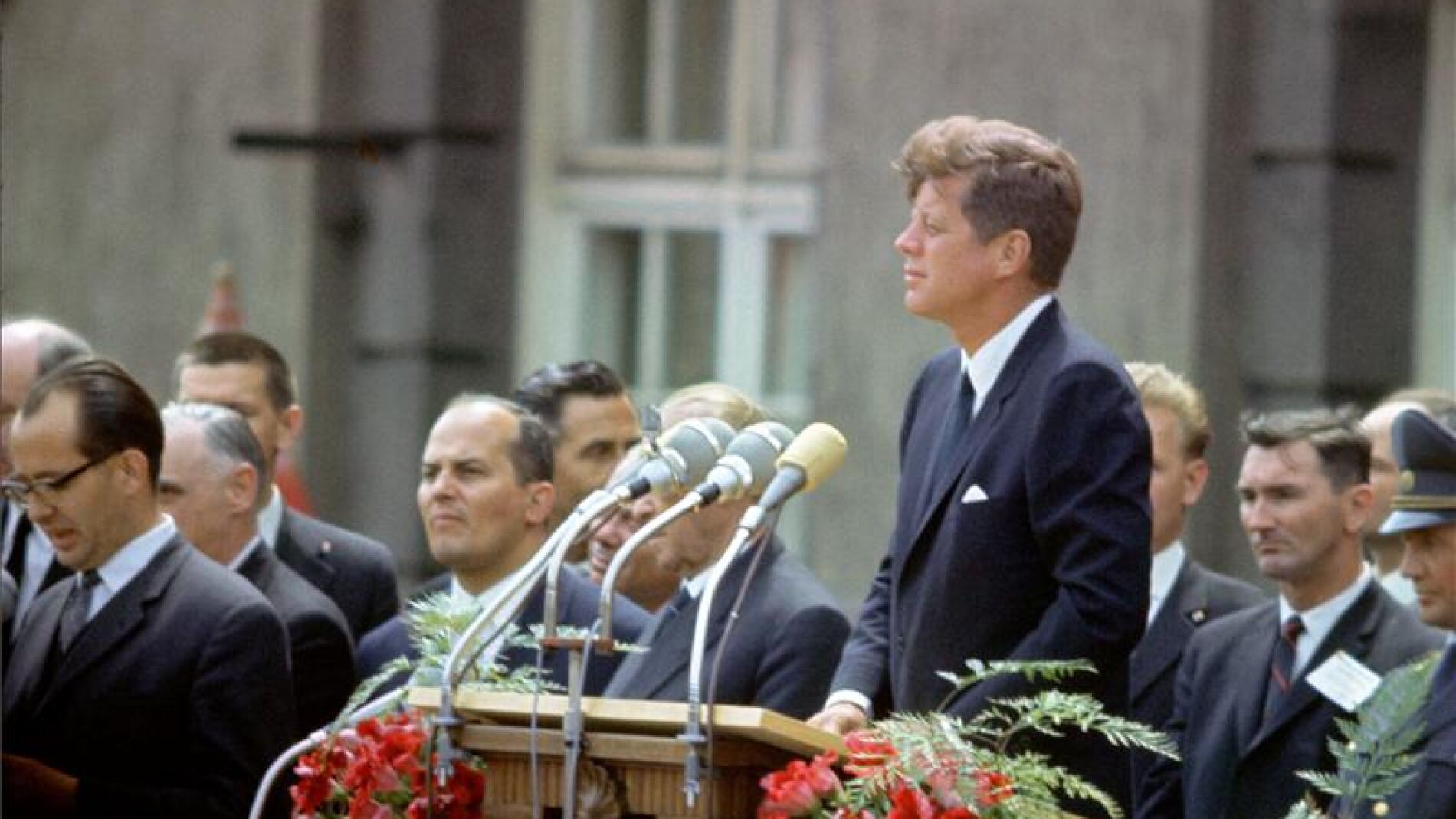 John F. Kennedy pronuncia su famoso discurso en Berl&iacute;n, junio de 1963