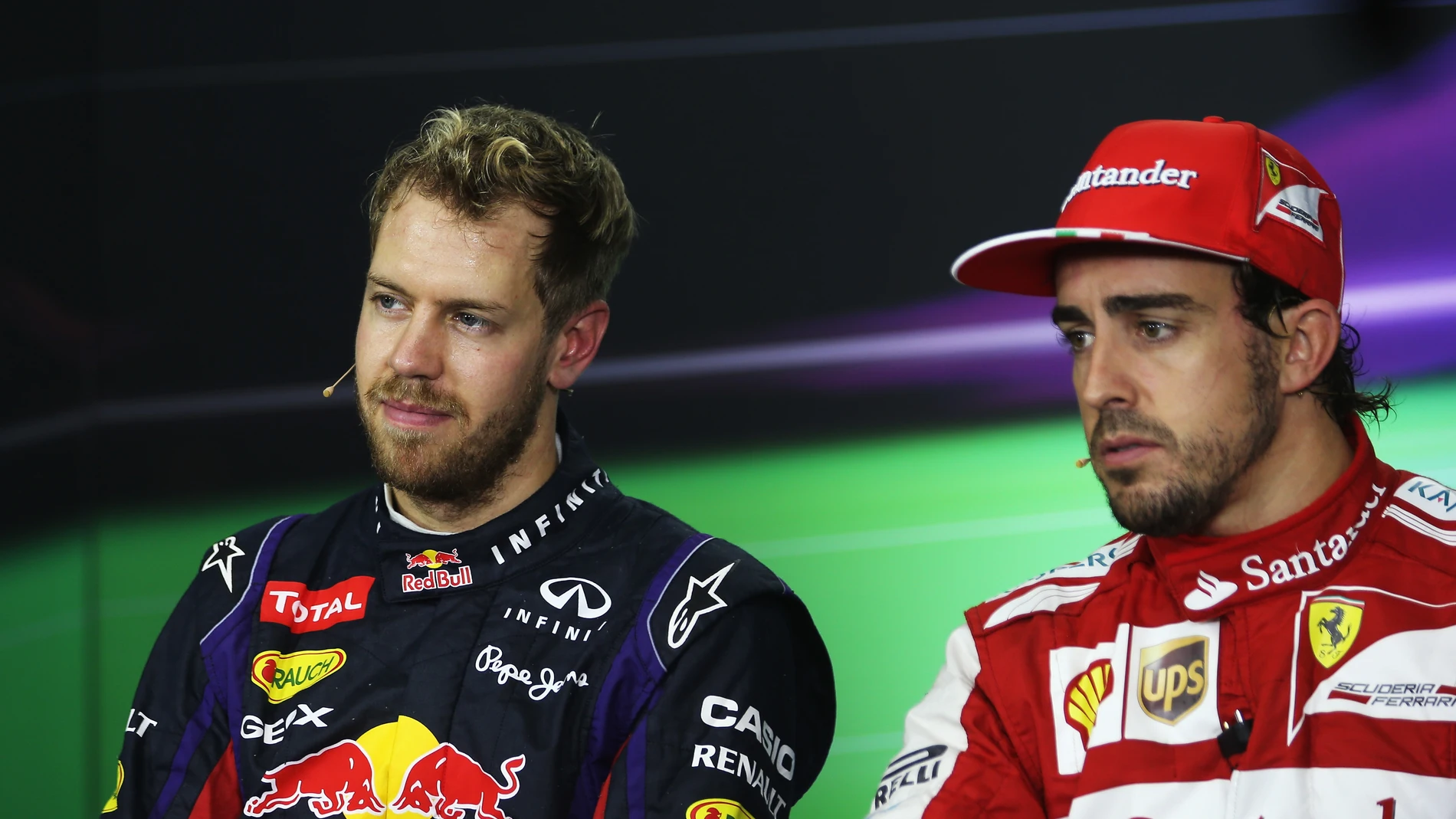 Vettel y Alonso en rueda de prensa