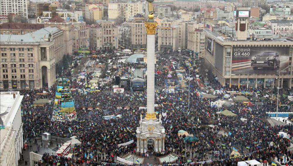 La plaza central de Kiev, repleta de manifestantes