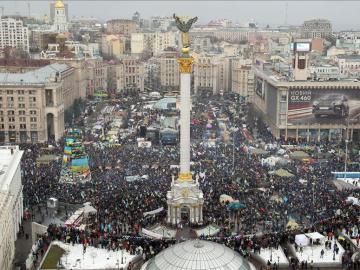 La plaza central de Kiev, repleta de manifestantes