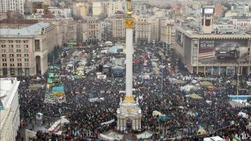 La plaza central de Kiev, repleta de manifestantes