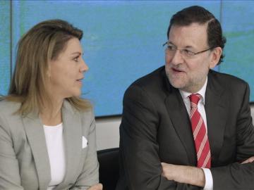 Mariano Rajoy y Cospedal durante la reunión de la dirección del Partido Popular