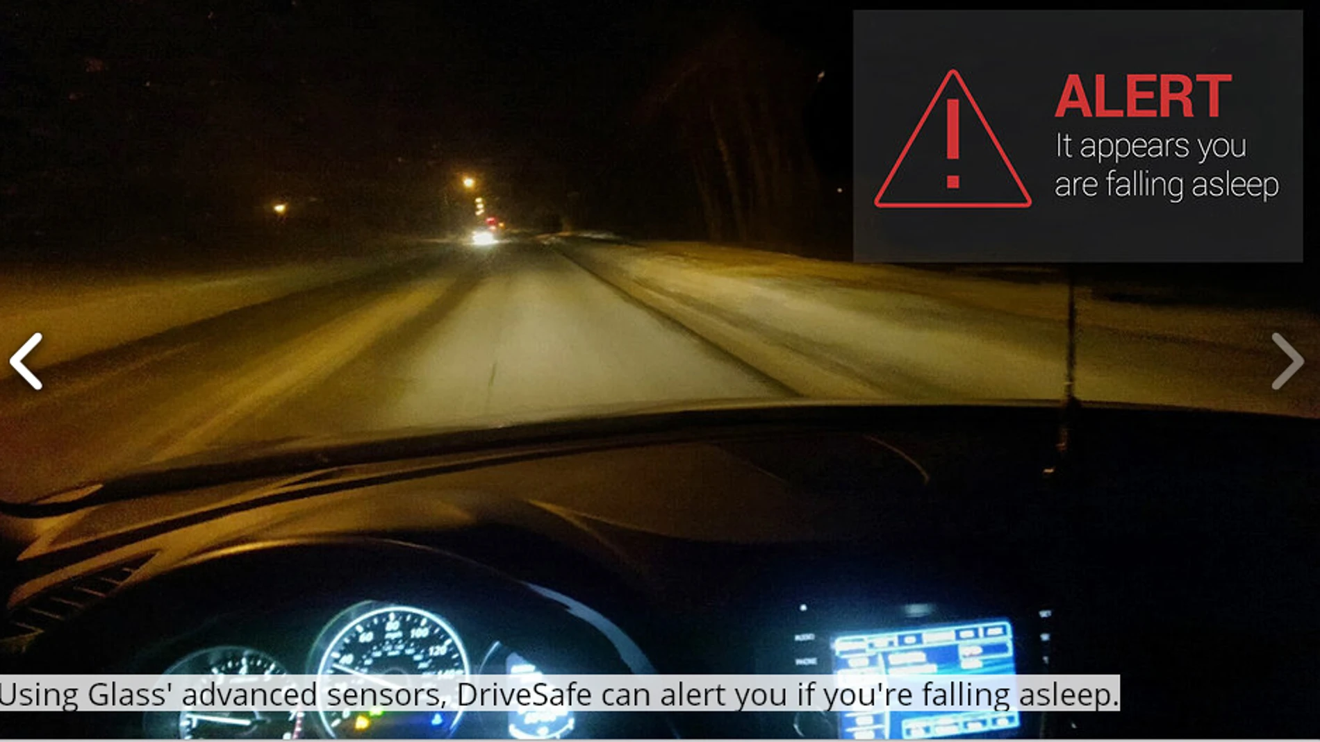 La aplicación utiliza sensores para detectar si el usuario está quedándose dormido. La aplicación utiliza sensores para detectar si el usuario está quedándose dormido.