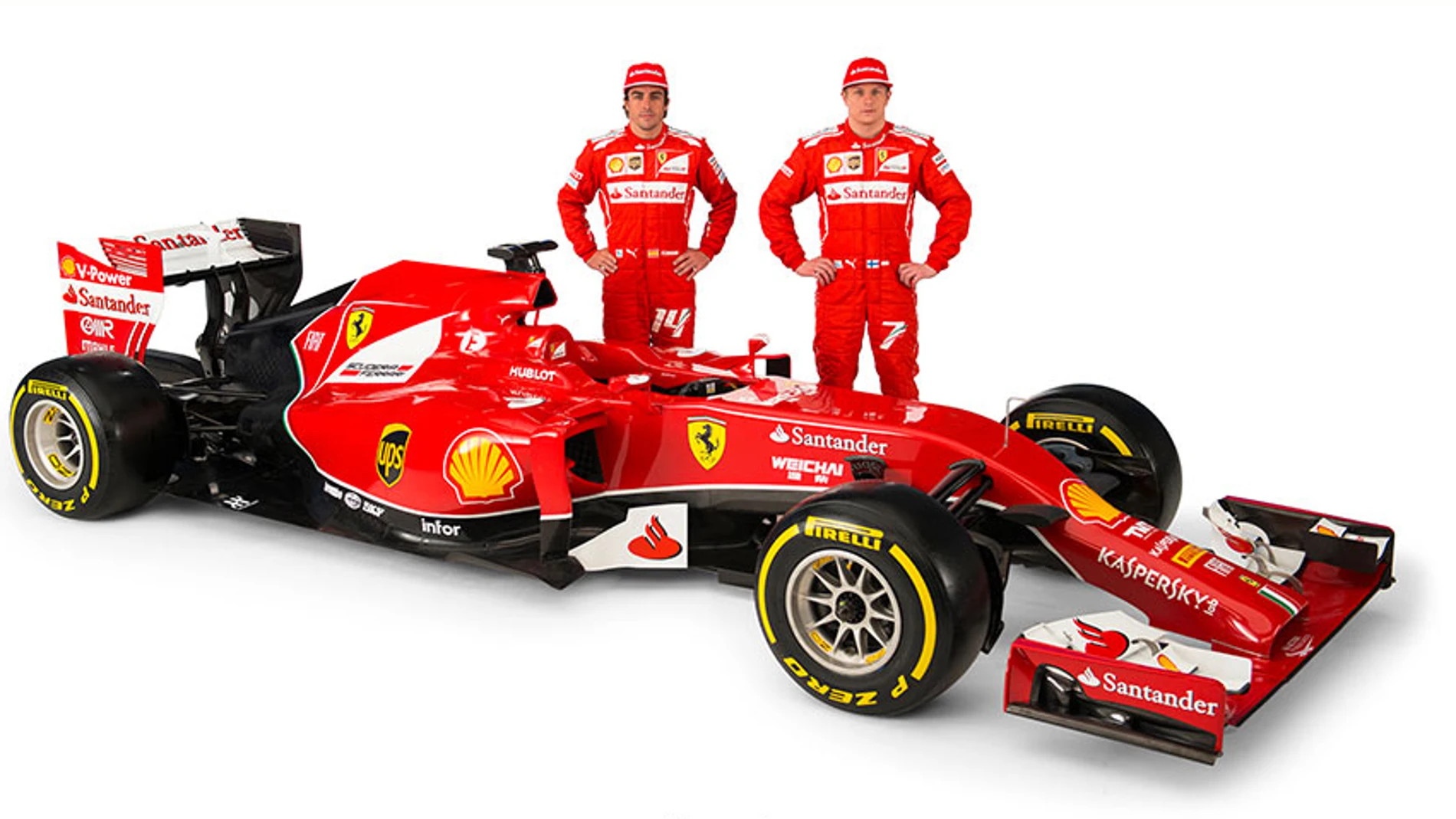 Alonso y Raikkonen, junto al F14 T