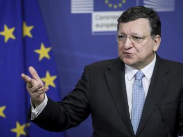 Barroso en la rueda de prensa en la sede de la Comisión Europea CE en Bruselas 