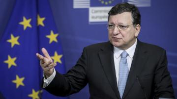 Barroso en la rueda de prensa en la sede de la Comisión Europea CE en Bruselas 