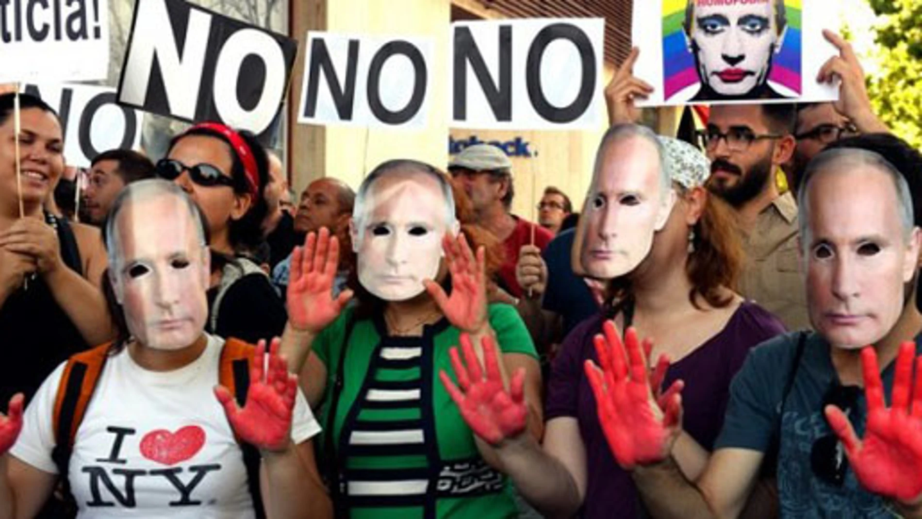 Manifestación contra la ley homosexual de Vladimir Putin. Manifestación contra la ley homosexual de Vladimir Putin.
