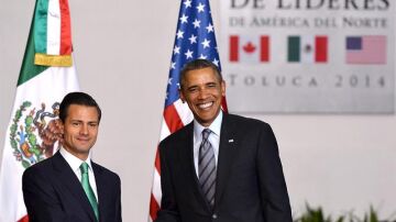 El presidente de EEUU, Barack Obama, y el mexicano, Enrique Peña Nieto, en la cumbre de América del Norte 