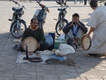 Encantadores de serpientes en Marrakech
