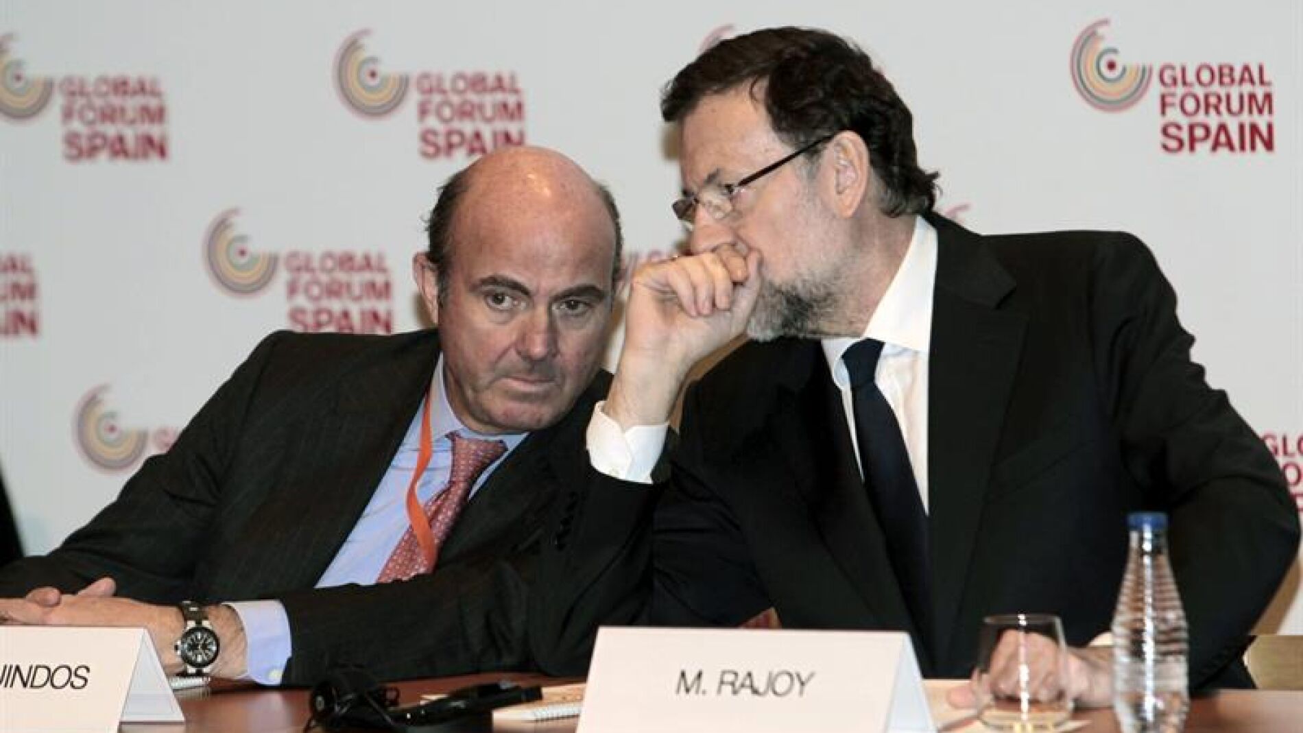 Mariano Rajoy y Luis de Guindos en Bilbao