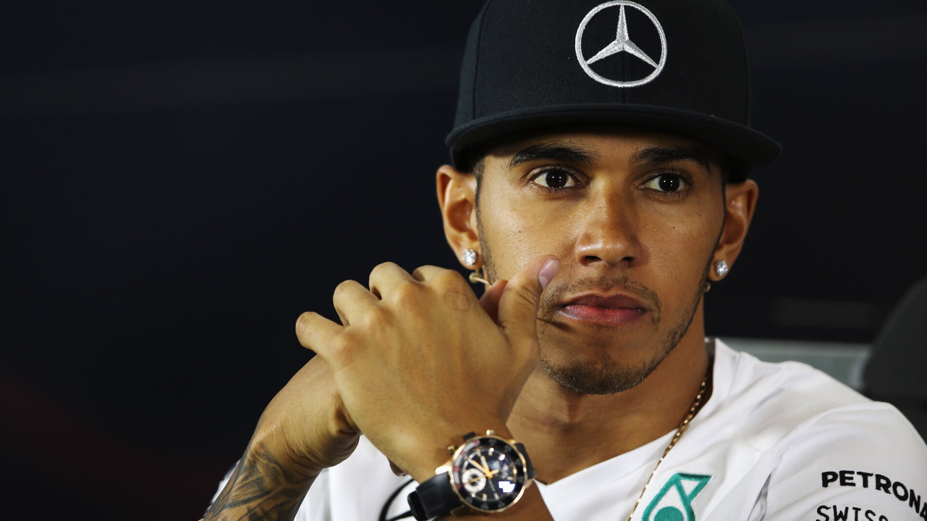 Lewis Hamilton en sala de prensa