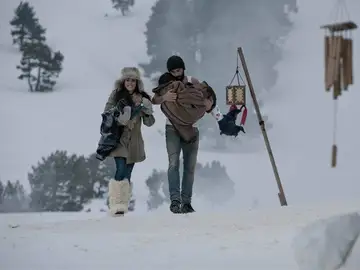 Verónica y Álex durante el rodaje en Benasque Verónica y Álex durante el rodaje en Benasque