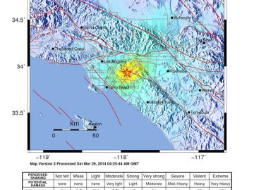 Gráfico de la réplica del terremoto de 4,1 grados