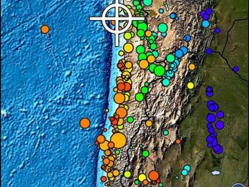 Mapa mostrando el epicentro del terremoto