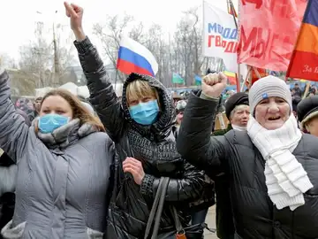 Manifestantes en Donetsk Manifestantes en Donetsk