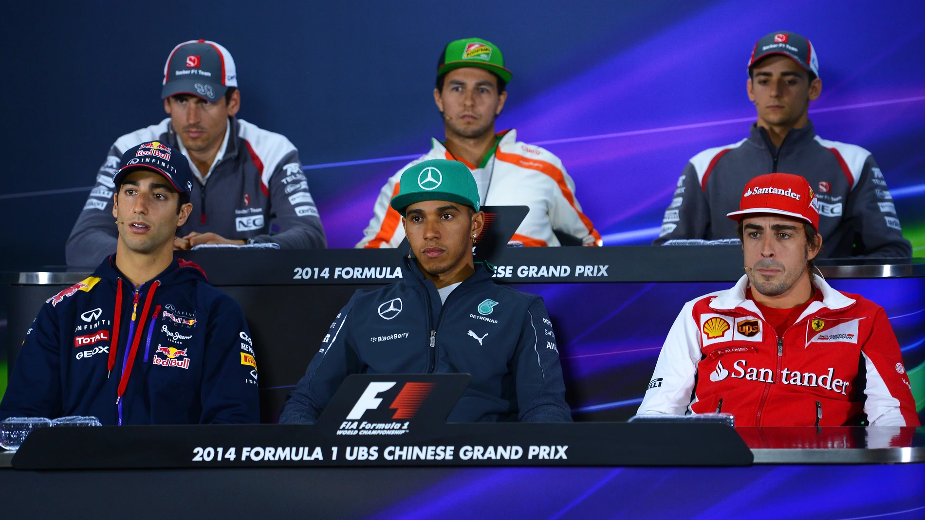 Los pilotos, en la rueda de prensa previa al GP de China