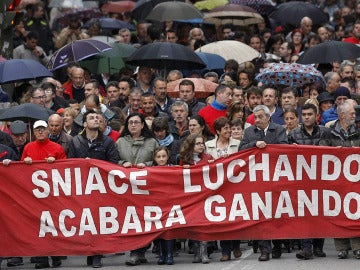 Manifestación de los trabajadores de Sniace