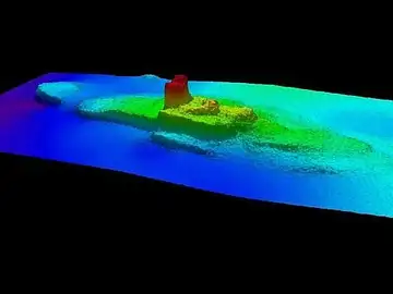 Las imágenes submarinas grabadas por los datos captados por sonar Las imágenes submarinas grabadas por los datos captados por sonar