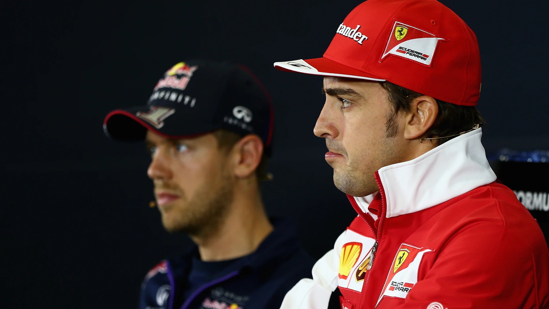 Alonso y Vettel ante los medios