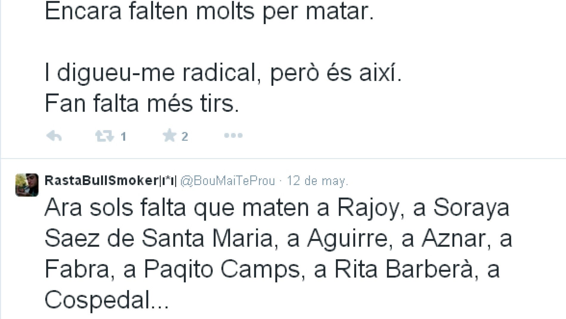 Los twitts del detenido