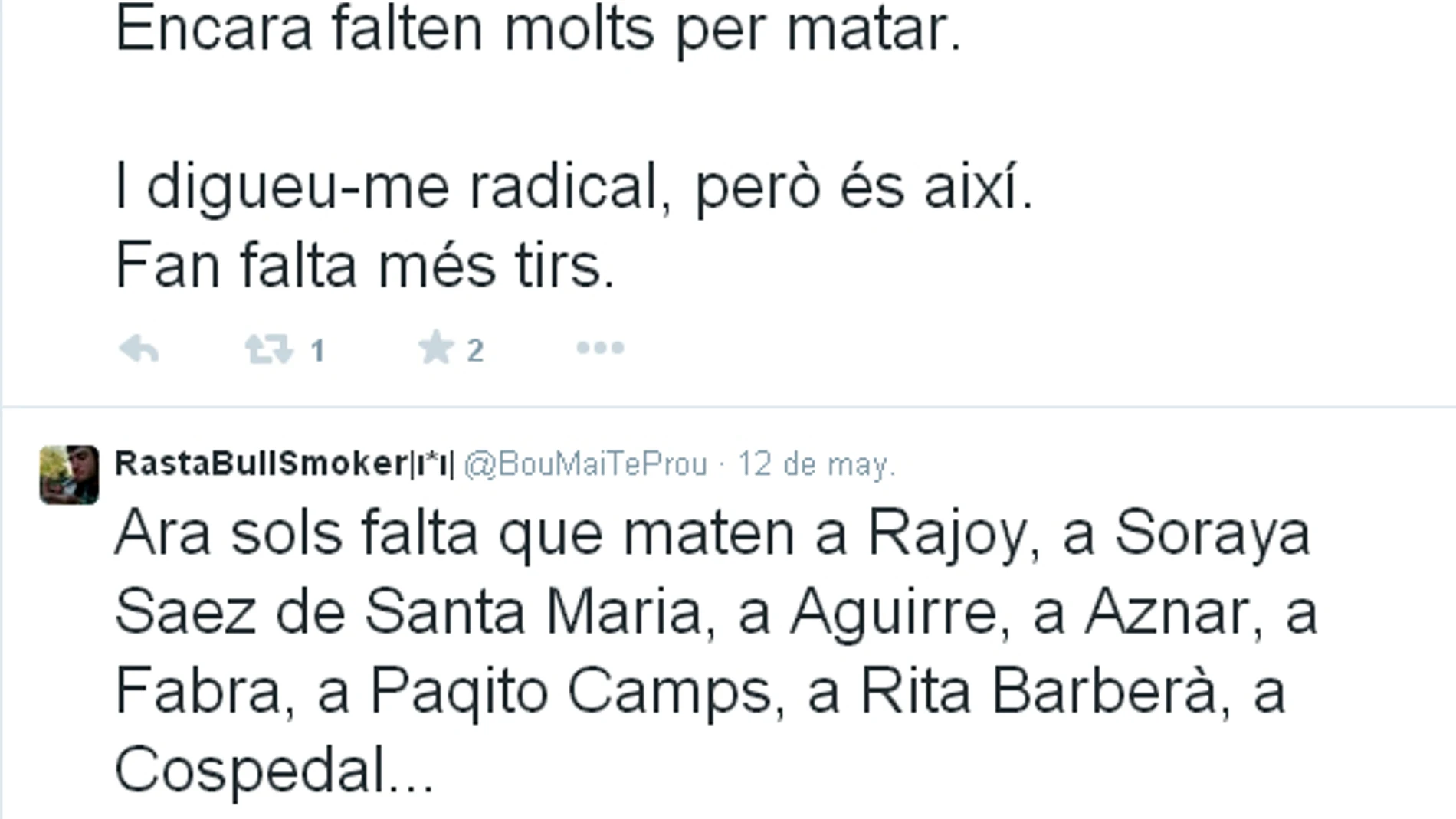 Los twitts del detenido Los twitts del detenido
