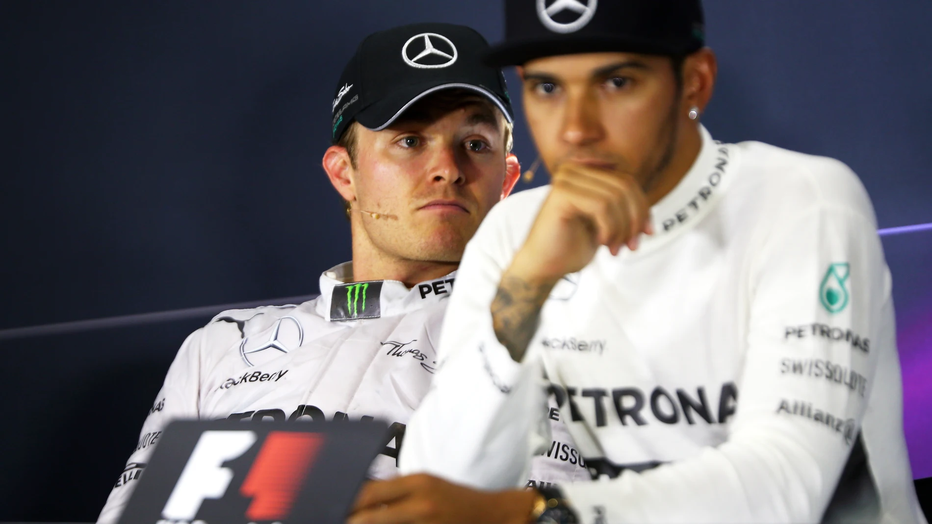 Rosberg y Hamilton en rueda de prensa