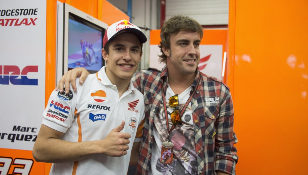 Marc Márquez recibió la visita de Fernando Alonso este fin de semana en Mugello
