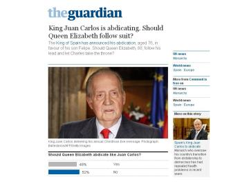 Encuesta The Guardian sobre si Isabel II debería abdicar