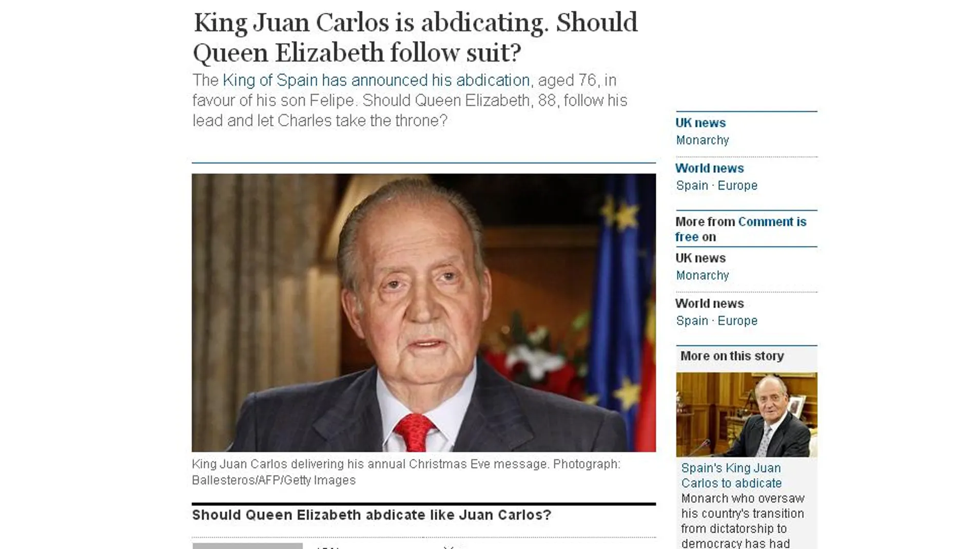 Encuesta The Guardian sobre si Isabel II debería abdicar Encuesta The Guardian sobre si Isabel II debería abdicar