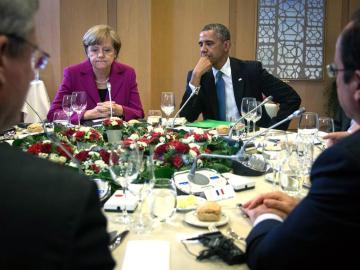 Merkel y Obama en una reunión del G7.