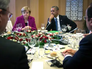 Merkel y Obama en una reunión del G7. Merkel y Obama en una reunión del G7.