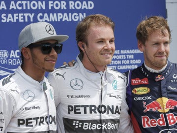 Rosberg, Hamilton y Vettel, los más rápidos de clasificación