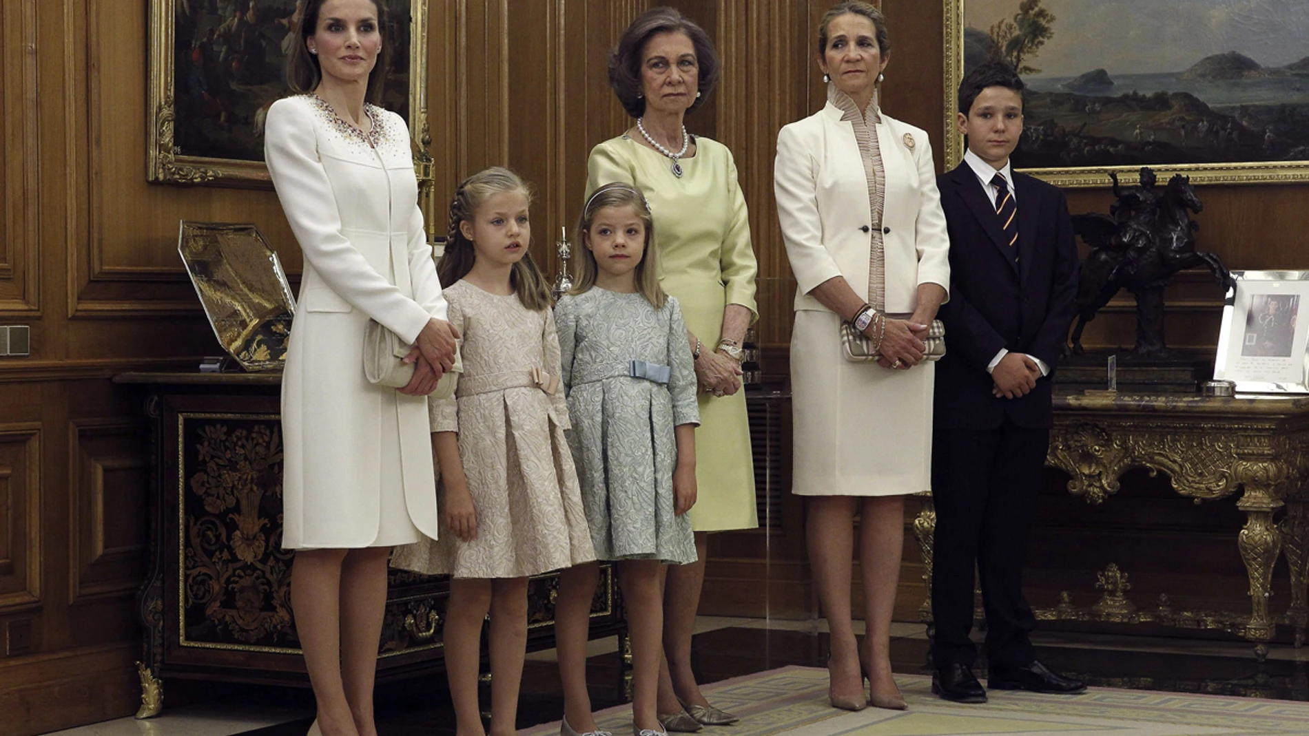 La Reina Letizia, las Infantas, la Reina Sofía, doña Elena y Froilán