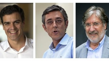 Pedro Sánchez, Eduardo Madina y José Antonio Pérez Tapias