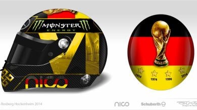 Rosberg homenajea a los campeones del mundo con su casco en el GP de Alemania