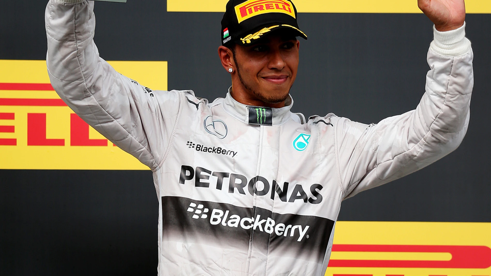 Hamilton, en el podio de Hungría