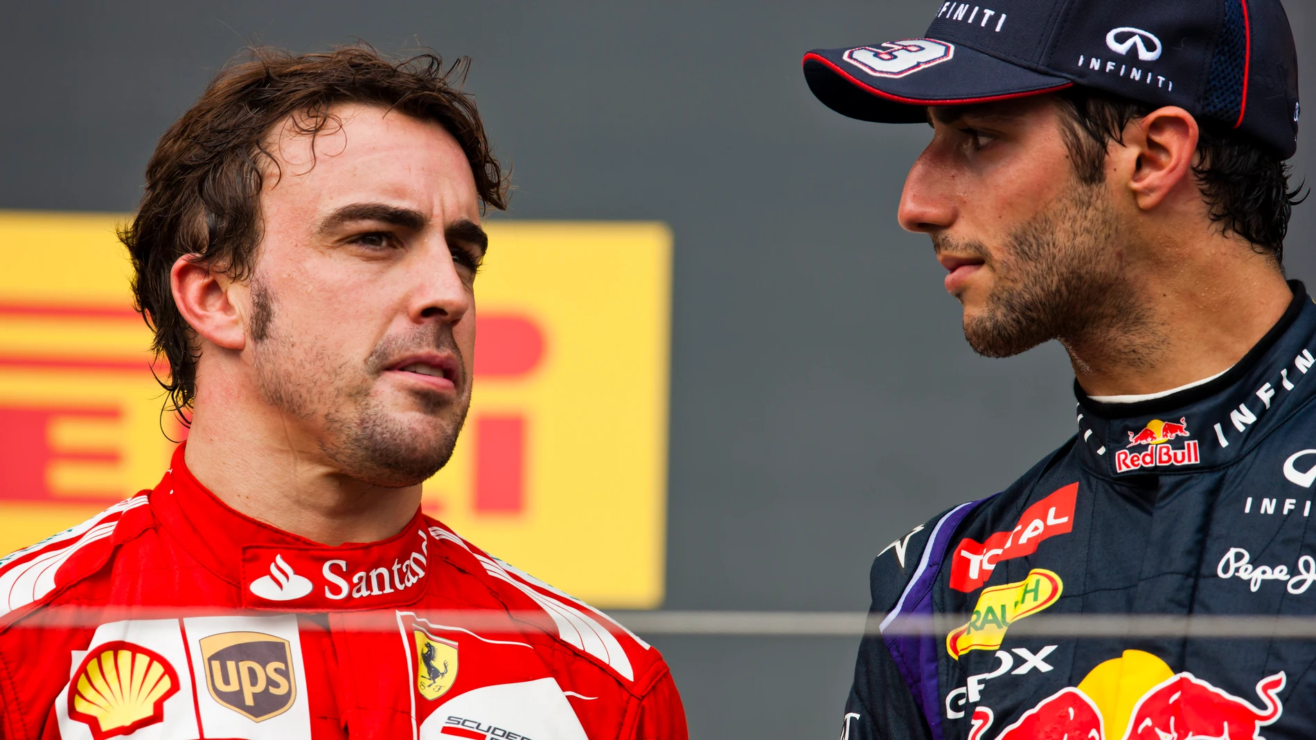 Alonso y Ricciardo en el podio