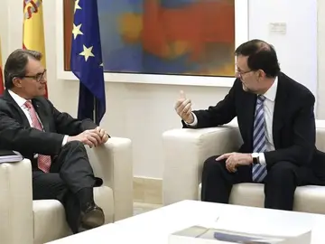 Artur Mas y Mariano Rajoy, durante un momento de la reunión Artur Mas y Mariano Rajoy, durante un momento de la reunión
